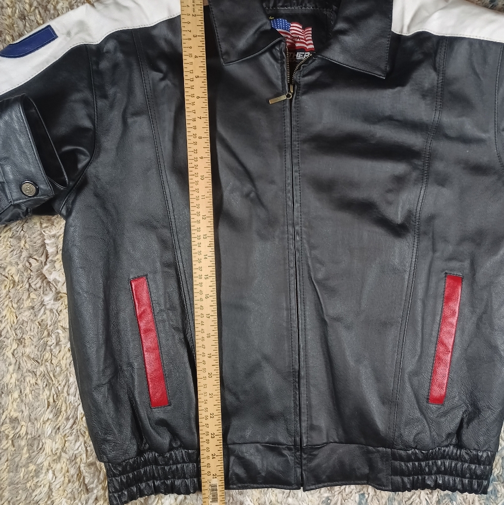 Vintage USA American Flag Leather Jacket - Picture 10 of 12